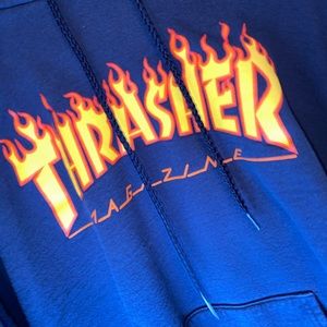 Thrasher Hoodie Navy Blue Size Small